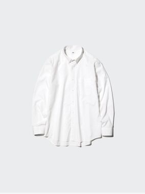 Uniqlo Broadcloth Button Down Collar Shirt Mens Medium White NWT